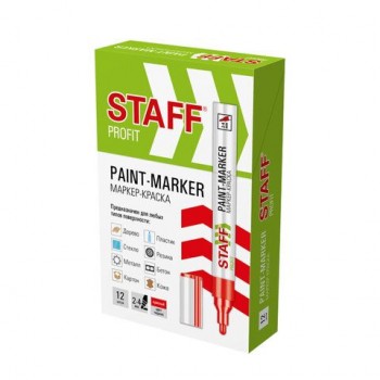 Маркер-краска лаковый (paint marker) 2-4 мм КРАСНЫЙ, НИТРО-ОСНОВА, STAFF 4 шт. PROFIT, для любых поверхностей, 152582