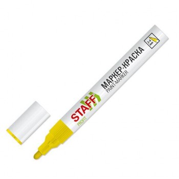 Маркер-краска лаковый (paint marker) 2-4 мм ЖЕЛТЫЙ, НИТРО-ОСНОВА, STAFF 4 шт. PROFIT, для любых поверхностей, 152583
