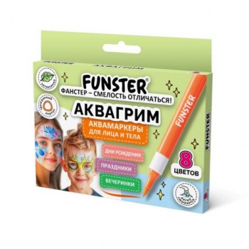 Аквагрим аквамаркеры для лица и тела 8 цветов, FUNSTER, 152608