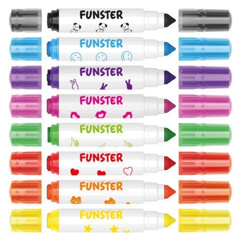 Фломастеры-штампы двусторонние FUNSTER (ФАНСТЕР) 8 цветов, ударопрочный наконечник, 152627