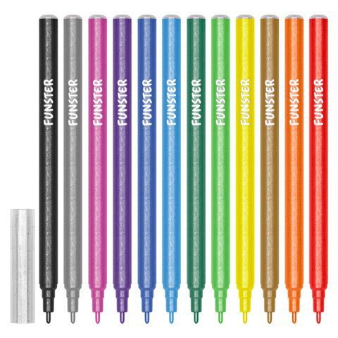Фломастеры с блестками FUNSTER (ФАНСТЕР) "GLITTER" 12 цветов, ударопрочный наконечник, 152629