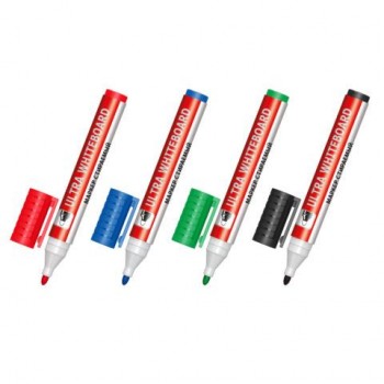 Маркеры стираемые для белой доски НАБОР 4 ЦВЕТА, BRAUBERG "ULTRA WHITEBOARD MARKER", 3 мм, 152635