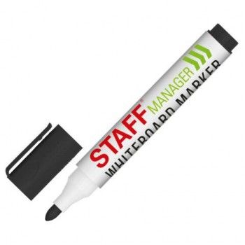 Маркер стираемый для белой доски ЧЕРНЫЙ, STAFF 36 шт. "MANAGER" WBM-300, 3 мм, с клипом, 152636