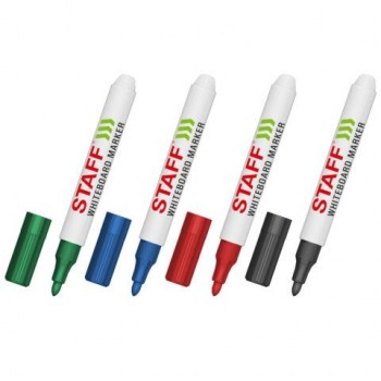 Маркеры стираемые для белой доски НАБОР 4 ЦВЕТА, STAFF 8 шт. "BASIC" WBM-200, 1-3 мм, ххххх, 152639