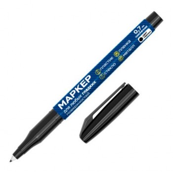 Маркер для любых гладких поверхностей, пленок, стекла, металла, ЧЕРНЫЙ OHP-70, строительный, тонкий наконечник 0,7 мм, RABBITEX 24 шт., 152658