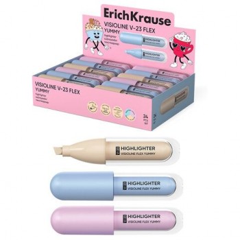 Текстовыделитель ERICH KRAUSE 24 шт. Visioline V-23 Flex Yummy, с гибким наконечником, цвет, 63554