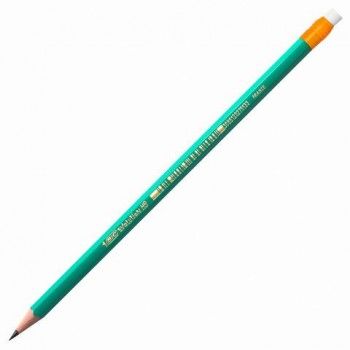 Карандаш чернографитный BIC 12 шт., 1 шт., "Evolution", HB, с резинкой, пластиковый, корпус зеленый, заточенный, 8803323