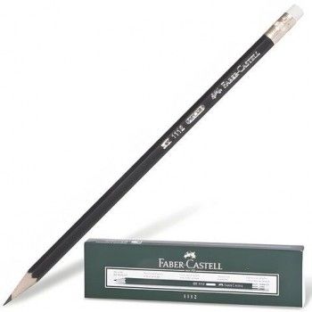 Карандаш чернографитный FABER-CASTELL 4 шт., 1 шт., "1112", НВ, с ластиком, корпус черный, 111200