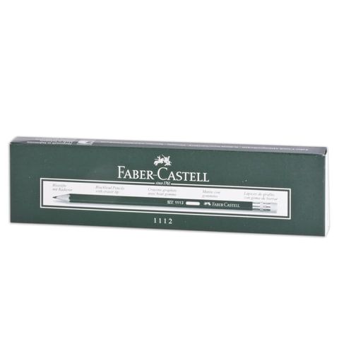 Карандаш чернографитный FABER-CASTELL 4 шт., 1 шт., &quot;1112&quot;, НВ, с ластиком, корпус черный, 111200