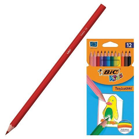 Карандаши цветные BIC &quot;Tropicolors&quot;, 12 ЦВЕТОВ, пластиковые, европодвес, 83256610