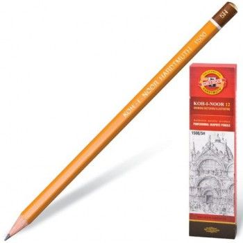 Карандаш чернографитный KOH-I-NOOR 3 шт. 1500, 1 шт., 5H, корпус желтый, заточенный, 150005H01170