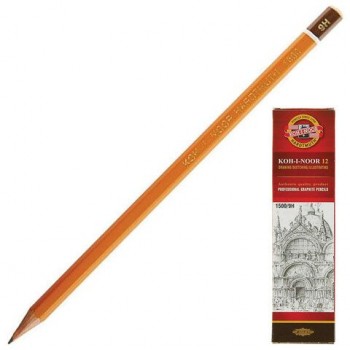 Карандаш чернографитный KOH-I-NOOR 3 шт. 1500, 1 шт., 9H, корпус желтый, заточенный, 150009H01170