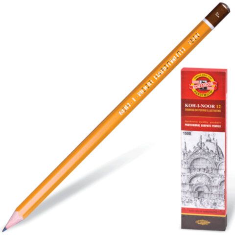 Карандаш чернографитный KOH-I-NOOR 12 шт. 1500, F, 150000F01170RU