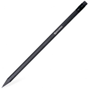 Карандаш чернографитный BRAUBERG 100 шт., 1 шт., "Black Jack", НВ, с ластиком, черное дерево, корпус черный, 180609
