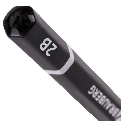 Карандаш чернографитный BRAUBERG 100 шт., 1 шт., &quot;Touch line&quot;, 2В, корпус черный, заточенный, 180623