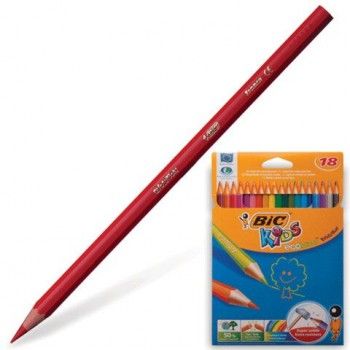 Карандаши цветные пластиковые BIC (Франция) "Evolution", 18 цветов, заточенные, в картонной упаковке, 9375173