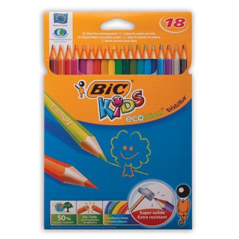 Карандаши цветные пластиковые BIC (Франция) &quot;Evolution&quot;, 18 цветов, заточенные, в картонной упаковке, 9375173