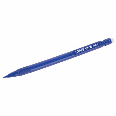 Карандаш механический 0,5 мм, STAFF 12 шт. &quot;EVERYDAY&quot; MP-875, корпус синий, ластик, 180875