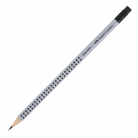 Карандаш чернографитный FABER-CASTELL, 1 шт., &quot;Grip 2001&quot;, HB, трехгранный, с ластиком, 117200