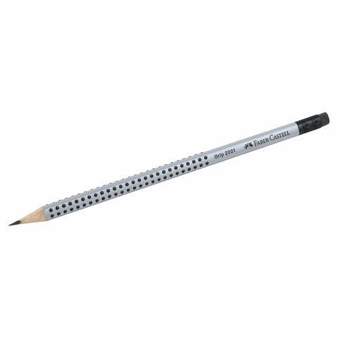Карандаш чернографитный FABER-CASTELL, 1 шт., &quot;Grip 2001&quot;, HB, трехгранный, с ластиком, 117200