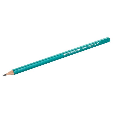 Карандаш чернографитный STAFF 12 шт. &quot;EVERYDAY&quot; BLP-963, 1 шт., НВ, пластиковый, зеленый корпус, 180962