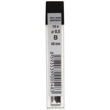 Грифели запасные 0,5 мм, B, KOH-I-NOOR 2 шт., КОМПЛЕКТ 12 шт., 4152/B, 415200B005PKRU