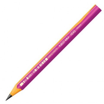 Карандаш чернографитный утолщенный BIC 12 шт., 1 шт., "Kids Evolution", HB, трехгранный, корпус розовый с желтым, заточенный, 919263