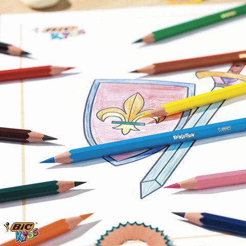Карандаши цветные BIC &quot;Kids ECOlutions Evolution&quot;, 18 цветов, пластиковые, заточенные, европодвес, 937513