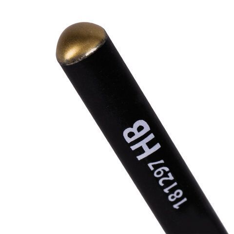 Карандаш чернографитный BRAUBERG 12 шт., 1 шт., &quot;Black&amp;White&quot;, HB, трехгранный, корпус черный, заточенный, 181297