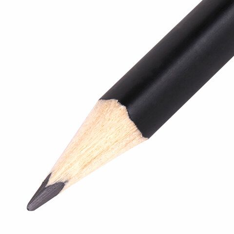Карандаш чернографитный BRAUBERG 12 шт., 1 шт., &quot;Black&amp;White&quot;, HB, трехгранный, корпус черный, заточенный, 181297
