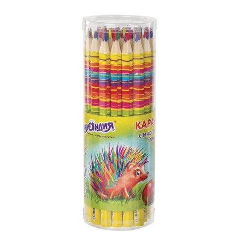 Карандаш с многоцветным грифелем, 1 шт., ЮНЛАНДИЯ 6 шт. &quot;MAGIC&quot;, утолщенный, заточенный, туба, 181373