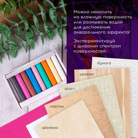 Пастель сухая художественная BRAUBERG ART 2 шт. DEBUT, 9 цветов, круглое сечение, 181459