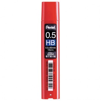 Грифели запасные 0,5 мм, HB, PENTEL 3 шт. (Япония), КОМПЛЕКТ 12 штук, "Ain Stein", C275S-HB