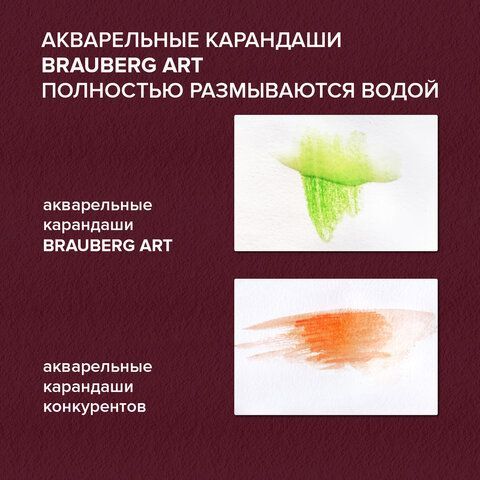 Карандаши художественные цветные акварельные BRAUBERG ART PREMIERE, 24 цвета, грифель 4 мм, металл, 181534