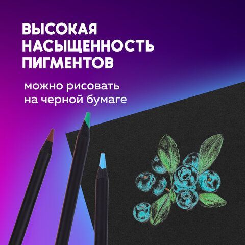 Карандаши цветные художественные BRAUBERG ART PREMIERE, 24 цвета, МЯГКИЙ грифель 4 мм, металл, 181541