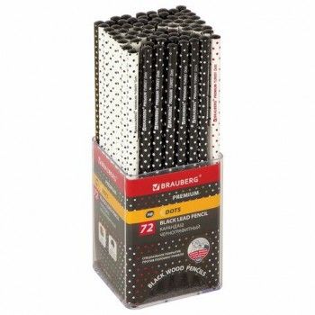 Карандаш чернографитный BRAUBERG 72 шт. "PREMIUM TURKEY", 1 шт., "Dots", НВ, ассорти, дисплей, 181563