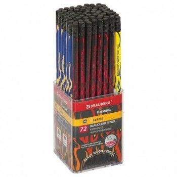 Карандаш чернографитный BRAUBERG 72 шт. "PREMIUM TURKEY", 1 шт., "Flame", НВ, ассорти, дисплей,181565