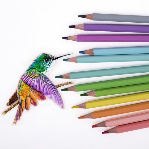 Карандаши цветные пастельные CARIOCA &quot;Pastel&quot;, 12 цветов, шестигранные, заточенные, ПВХ чехол, 43034