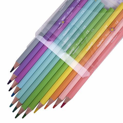 Карандаши цветные пастельные CARIOCA &quot;Pastel&quot;, 12 цветов, шестигранные, заточенные, ПВХ чехол, 43034