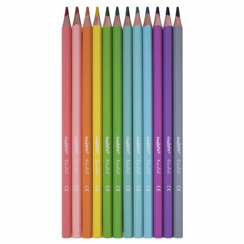 Карандаши цветные пастельные CARIOCA &quot;Pastel&quot;, 12 цветов, шестигранные, заточенные, ПВХ чехол, 43034