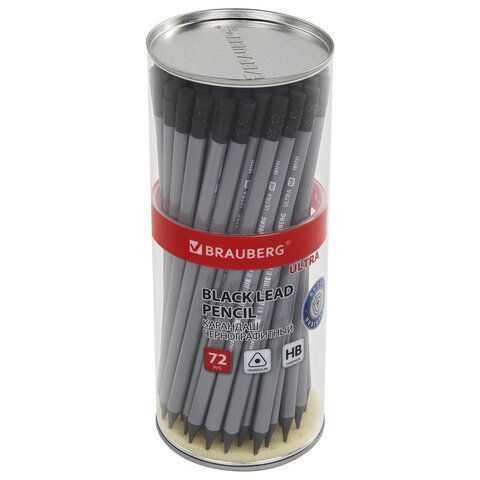 Карандаш чернографитный BRAUBERG 72 шт. &quot;ULTRA&quot;, 1 шт., HB, с ластиком, пластиковый, 181711