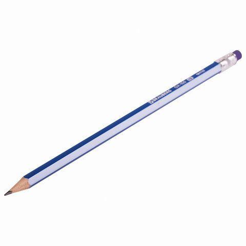 Карандаш чернографитный BRAUBERG 72 шт. &quot;GX-100&quot;, 1 шт., HB, с ластиком, корпус синий, 181720