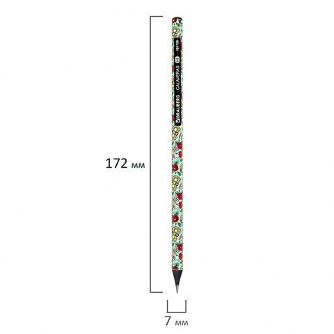 Карандаш чернографитный BRAUBERG &quot;CALAVERAS&quot;, 1 шт., HB, корпус ассорти, 181758