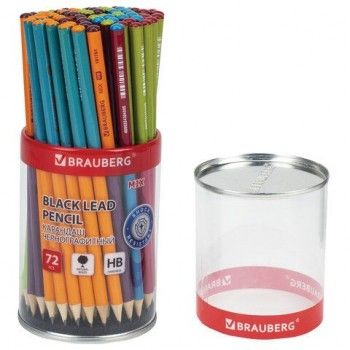 Карандаш чернографитный BRAUBERG 72 шт. "MIX", 1 шт., HB, корпус ассорти, 181761