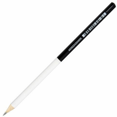 Карандаш чернографитный BRAUBERG 12 шт. &quot;Black&amp;White&quot;, 1 шт., HB, корпус черно-белый, 181767