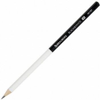 Карандаш чернографитный BRAUBERG 12 шт. "Black&White", 1 шт., HB, корпус черно-белый, 181767