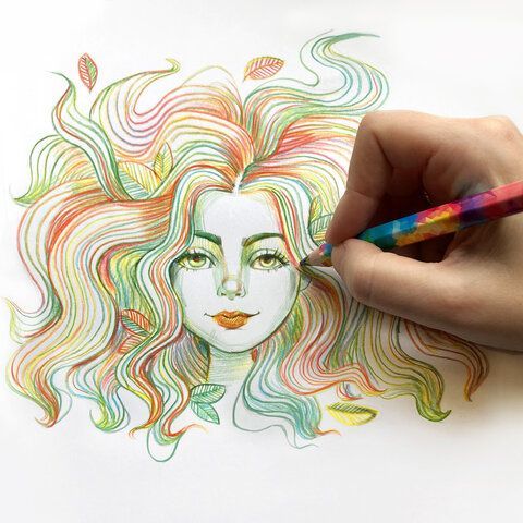 Карандаш с многоцветным грифелем МЯГКИЙ, 1 шт., ЮНЛАНДИЯ 30 шт. &quot;MAGIC&quot;, классические цвета, утолщенный, 181789
