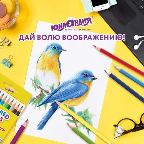 Карандаши цветные ЮНЛАНДИЯ 3 шт. &quot;ДОМИКИ&quot;, 12 цветов, пластиковые, классические, грифель мягкий 3 мм, 181836