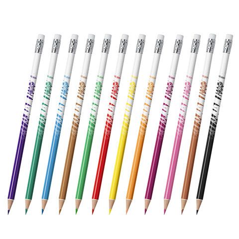Карандаши цветные стираемые с ластиком BIC &quot;Kids Evolution Illusion&quot;, 12 ЦВЕТОВ, европодвес, 987868