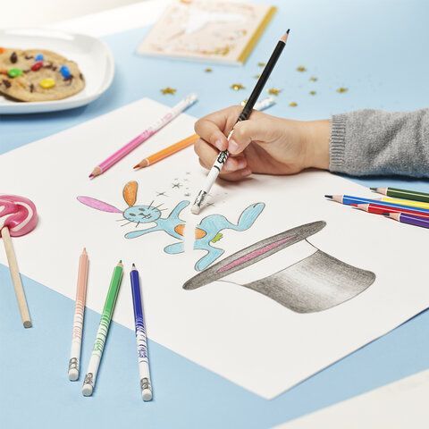 Карандаши цветные стираемые с ластиком BIC &quot;Kids Evolution Illusion&quot;, 12 ЦВЕТОВ, европодвес, 987868